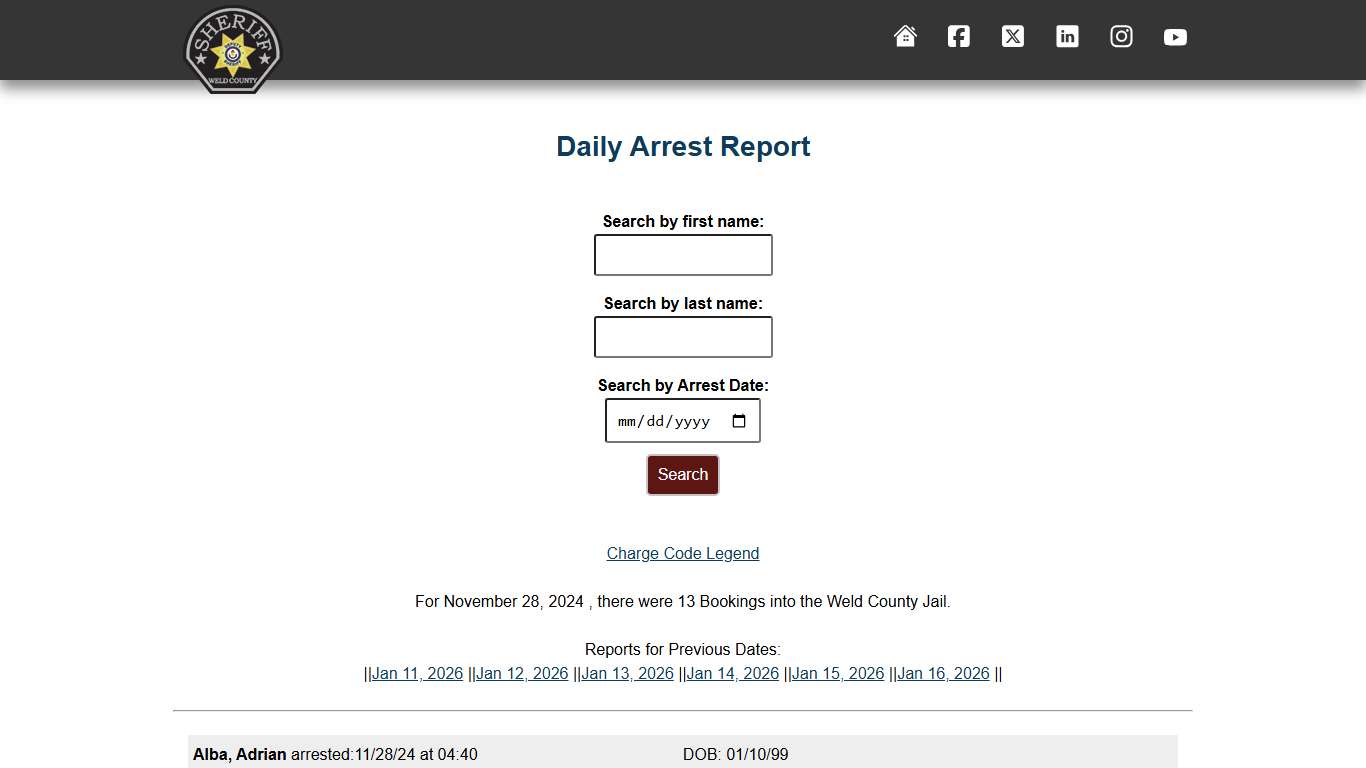 Weld County: Sheriffs Office Arrested Report